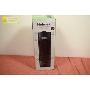 Holmes 13" Oscillating 3 Speed Mini Tower Fan with Digital Clock Black
